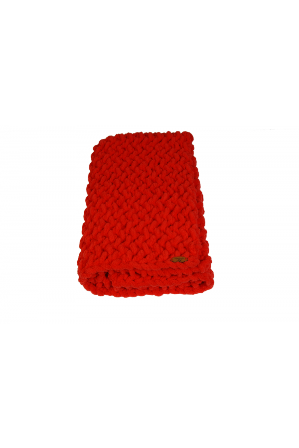 Chunky Yarn Finger Knit Baby Blanket in Red