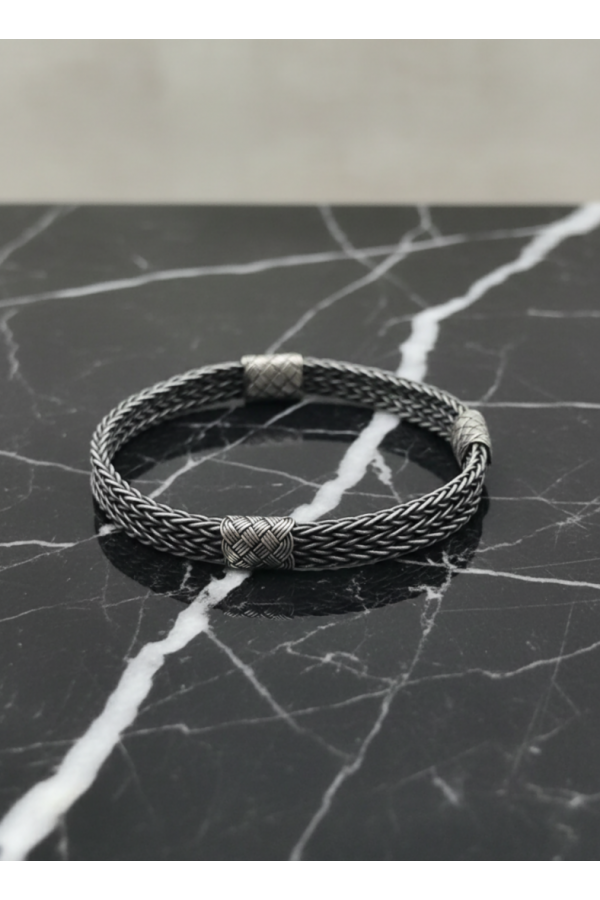 Bracelet artisanal tissage turc argent pur nœud kazaziye
