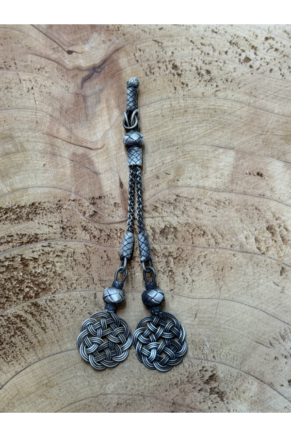 Handgefertigte 1000er Feinsilber Kazaziye Tesbih Quaste – Liebesknoten Misbaha Zubehör