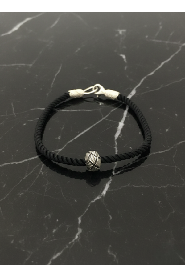 Bracelet Cordon Noir et Argent Pur – Bijou Kazaziye Minimaliste