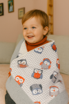 Hand-Knitted Baby Blanket with Cotton Fabric Backing