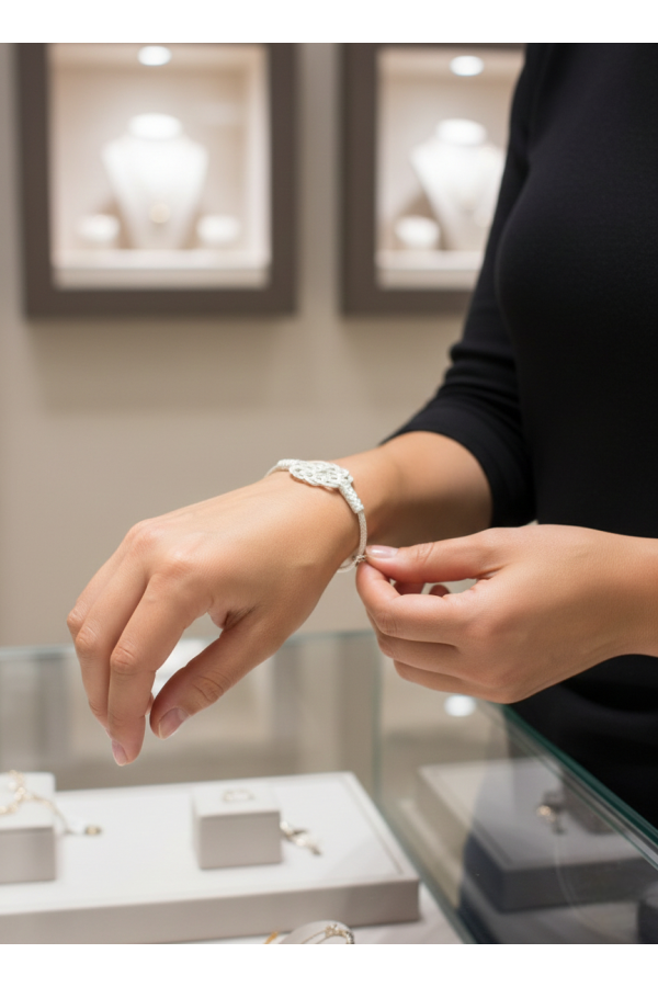 Handmade Celtic Sun Knot Fine Silver Bracelet - Two-Toned 1000K Kazaziye Jewelry