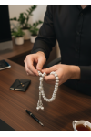 Misbaha de luxe argent pur fait main chapelet islamique 33 perles