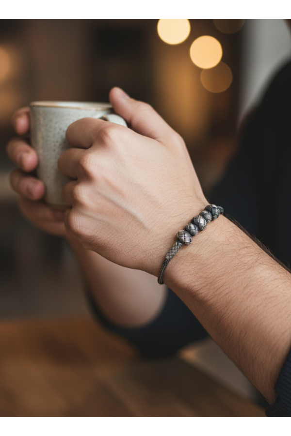 Herren feinsilber perlenarmband handgewebt kazaziye