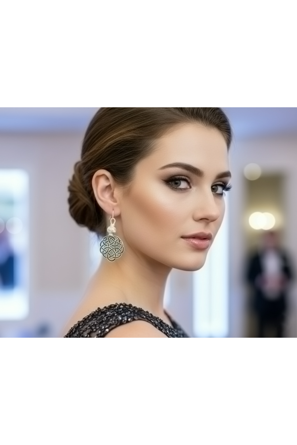 Boucles d'oreilles celtiques argent pur tissage kazaziye fait main