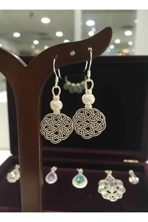 Boucles d'oreilles celtiques argent pur tissage kazaziye fait main