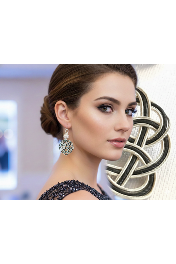 Boucles d'oreilles celtiques argent pur tissage kazaziye fait main