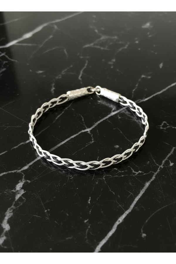 Handmade Fine Silver Celtic Sun Knot Bracelet - Two-Toned Kazaziye Jewelry