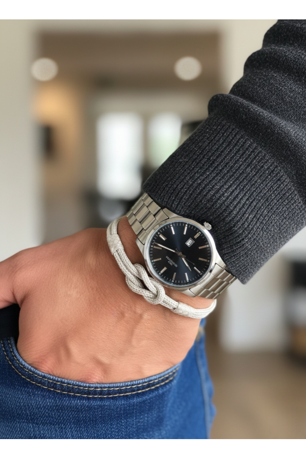 Handgeflochtenes 1000er Feinsilber Armband mit Liebesknoten für Paare