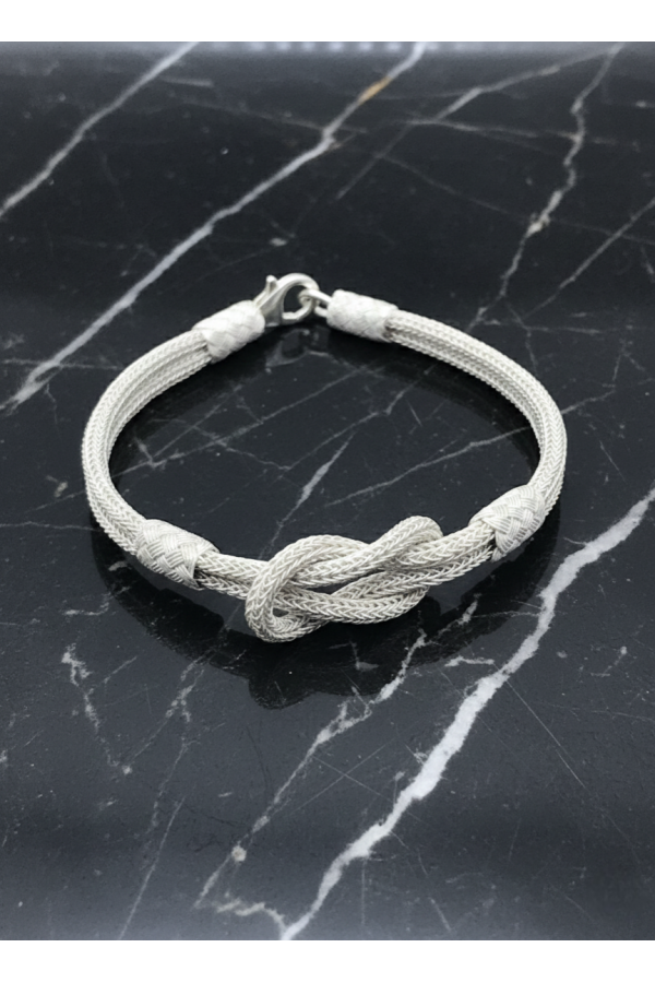 Handgeflochtenes 1000er Feinsilber Armband mit Liebesknoten für Paare