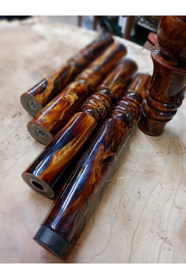 Handgefertigter Gehstock aus Pressbernstein 5-teilig zerlegbar Luxus Herren Spazierstock